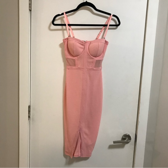 NEW Material Girl Pink Corset Stretch Body-Con Midi Dress - Picture 3 of 6